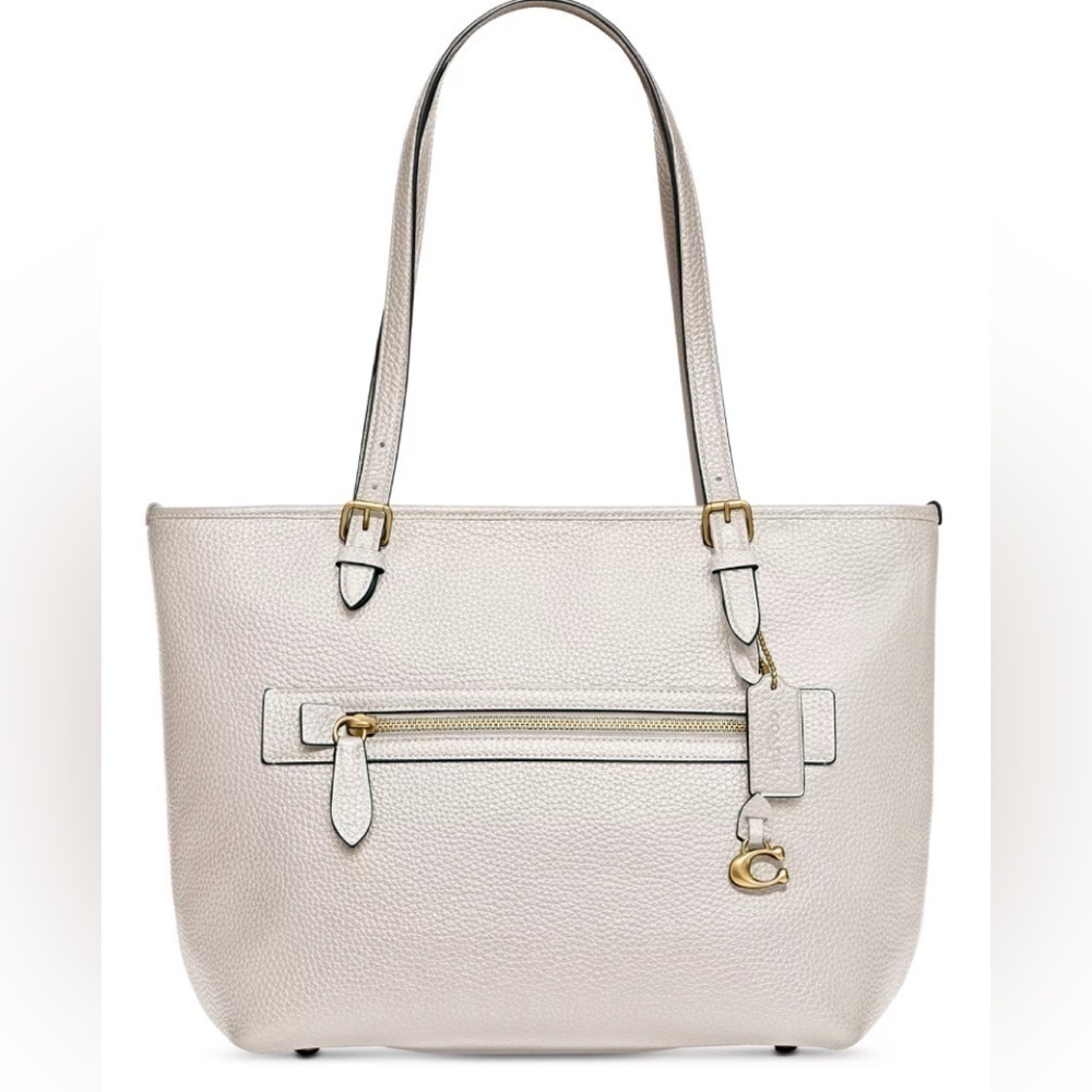 $325 NEW! COACH Luxe Pebbled Leather Medium Taylor Tote in Chalk